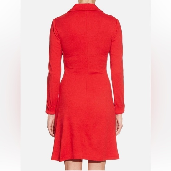 Diane Von Furstenberg | Women's DVF Cloud Twist Dress Red Wool Collared Mini | 4 - Picture 2 of 11